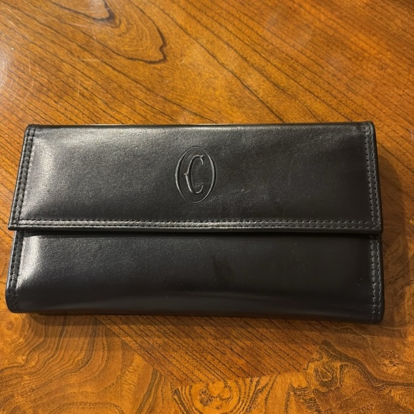 CAMELI Collection women’s genuine leather black checkbook credit card wallet vtg - Picture 2 of 14